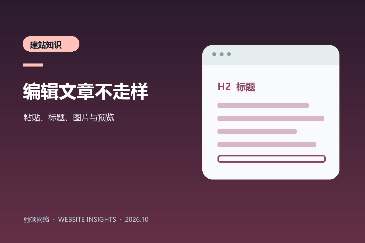 网站后台编辑文章时标题、段落、图片和链接检查示意封面