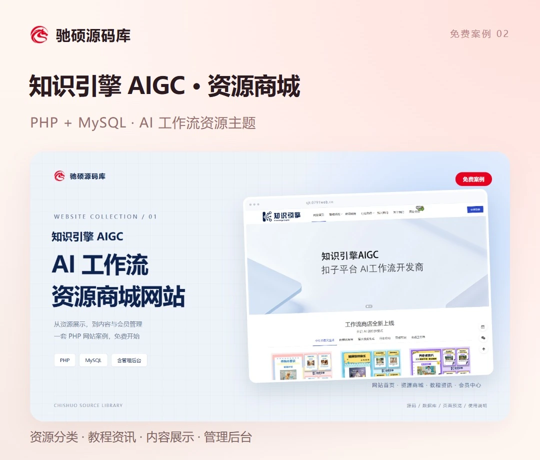 图 4｜知识引擎 AIGC：资源商城网站案例。