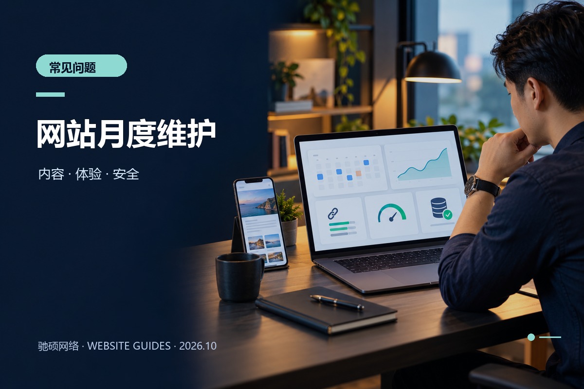 网站运营人员检查内容、页面速度和备份状态的示意配图